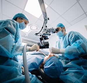 a patient undergoing oral surgery